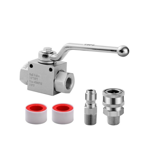 ARCADORA High Pressure Ball Valve 4500 PSI Stainless Steel 3/8” NPT Thread for High Pressure Cleaning Durable and Reliable