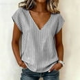 thumbnail image 6 of Women's Summer Casual V-Neck Striped Short Sleeve Top, 6 of 8