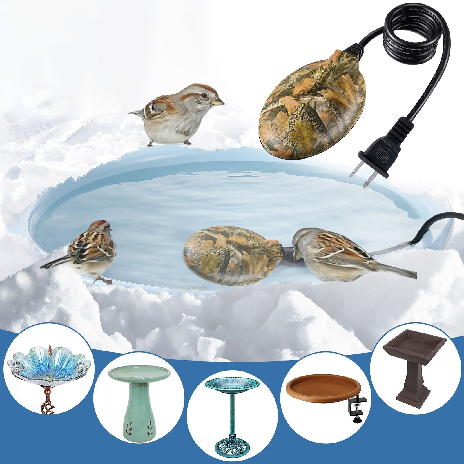 Bird Bath Deicer Outdoor Pond Deicer Winter Deicer Thermostatically