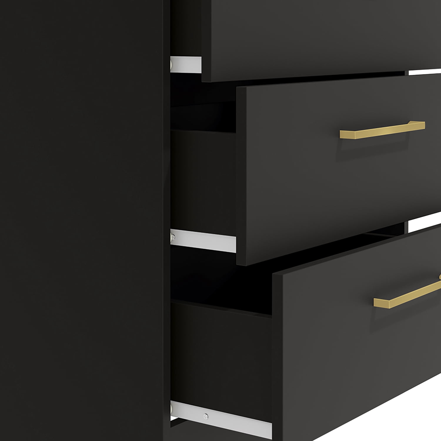 Kappesberg Jolyne 3-Drawer Vertical Dresser with Gold Hanldes Black – Modern Bedroom Storage for Adults and Teens