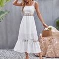 thumbnail image 3 of Women's Solid Color Lace Trim Square Neck Sleeveless Midi Dress Aline Summer Dress for Women Straight Fit Dress Dress for Women Comfy Summer Dresses for Women Women Day Dress Sleeveless Knit Dresses, 3 of 7