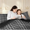 thumbnail image 4 of Manfei Minimalist Checkered Twin Comforter Sets,Geometric Check Bedding Set,Gray White,Black Reversible,2-Piece,1 Comforter and 1 Pillowcase,2-Piece,1 Comforter and 1 Pillowcase, 4 of 7