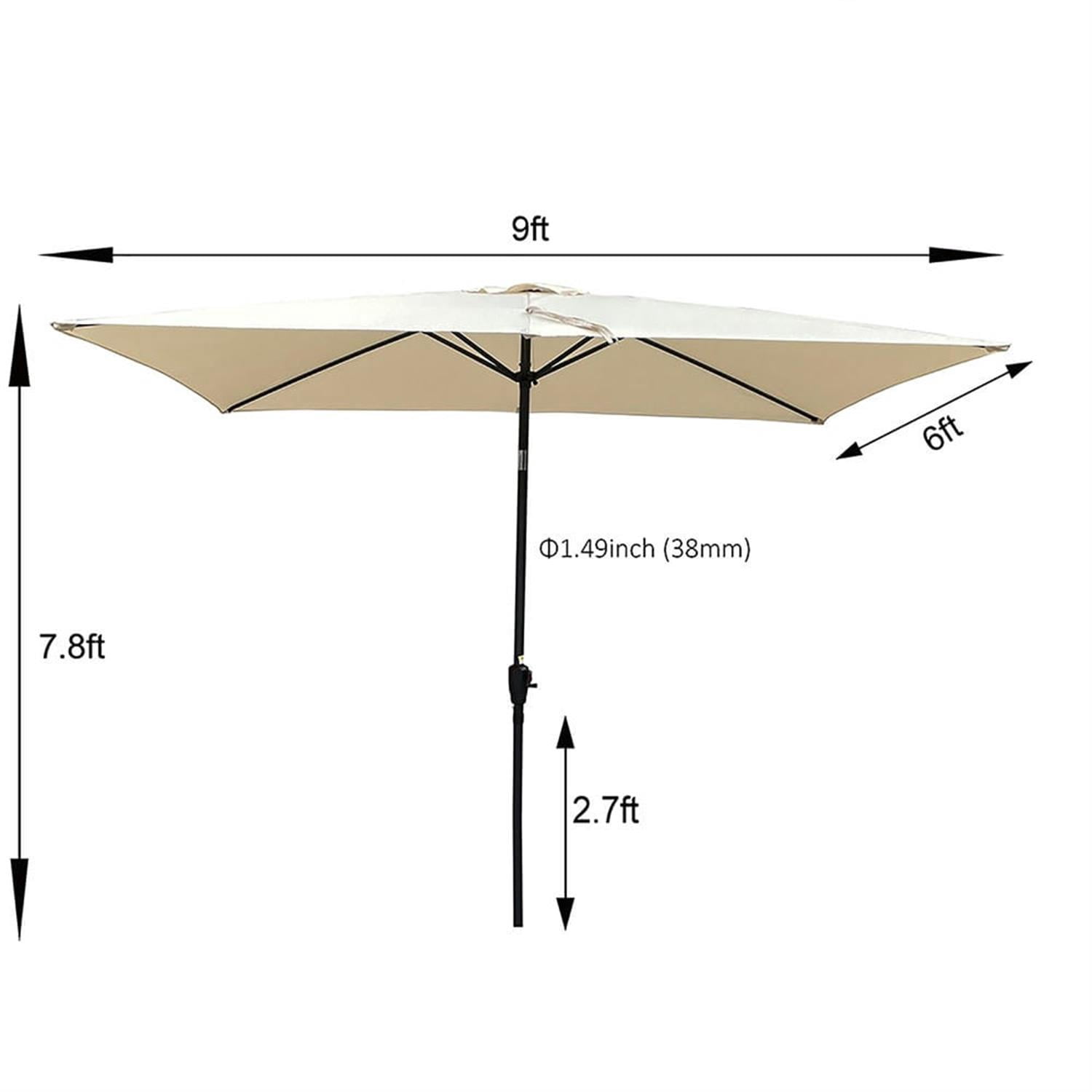 Demi Bonn 6 x 9ft Patio Umbrella Outdoor Waterproof Umbrella with Crank and Push Button Tilt without flap for Garden Backyard Pool Market, Beige