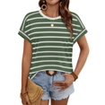 thumbnail image 2 of Camisetas de verano WIHOLL para mujer, rayas verdes, talla XL, 2 of 4