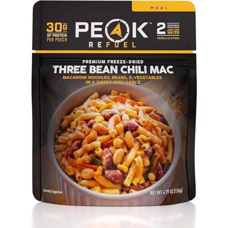 Peak Refuel Three Bean Chili Mac | Vegan | Freeze Dried Backpacking and Camping Food | Amazing Taste | High Protein | Quick Prep | Lightweight Meals