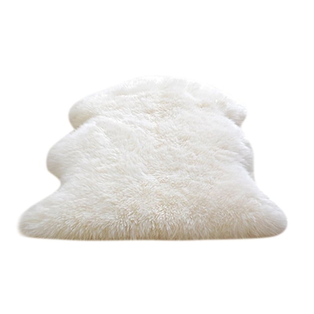 Billuyoard Funda para silla de piel de oveja sintética, alfombra cálida de lana peluda, almohadilla para asiento, alfombras lisas y esponjosas Decoración del hogar blanco 60 * 90cm
