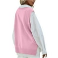 thumbnail image 4 of Black and Friday Clothing Sales Idoravan Long Vest for Women Sleeveless,Ladies Vest Vest Sweater Slim V-Neck Vest Knit Sweater Ladies Sleeveless Hooded Casual Jacket Pink, 4 of 6