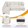 thumbnail image 6 of Harper & Bright Designs L-Shaped Sectional Sofa Bed with Pull-Out Sleeper, Convertible Couch with Storage Chaise, 2 Power Socketsr & 2 USB Ports for Living Room Apartment, 108.6" Beige, 6 of 17