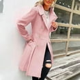 thumbnail image 1 of WRKEKC Double-Breasted Wool Blend Coat Notched Lapel Functional Pockets Longline Formal Wear Fall Winter Plus Size Available Pink M, 1 of 6