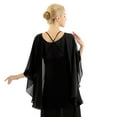 thumbnail image 4 of Fldy Woman Chiffon Cape Wrap Shawl Capelet Poncho Bridesmaid Shrug Cover Up for Wedding Evening Dress Black One Size, 4 of 7