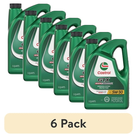 (6 pack) Castrol GTX High Mileage 5W-30 Synthetic Blend Motor Oil 5 Quarts