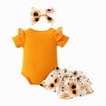 thumbnail image 5 of TOWED22 Newborn Infant Baby Girl 2 Piece Summer Outfits Tank Romper Top + Ruffle Bloomer Shorts Set Clothes Orange,0-3 M, 5 of 8