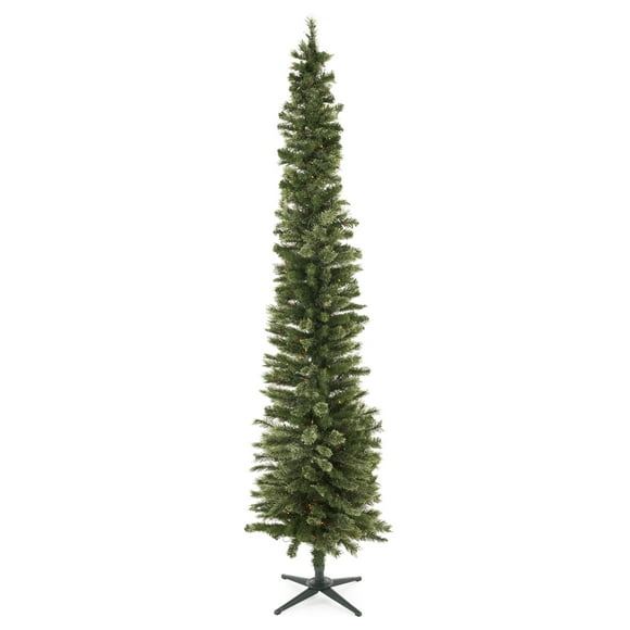 Home Heritage 9 Ft Pencil Pine Artificial Christmas Tree w/ 500 RGB Lights