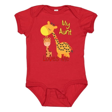 

Inktastic My Aunt Loves Me Giraffe Gift Baby Boy or Baby Girl Bodysuit