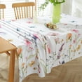 thumbnail image 7 of Spring Summer Tablecloth Rectangle 52 x 70 Inch Spill Proof Wrinkle Free Floral Butterfly Watercolor Table Cloth, Soft Fabric Table Cover for Dining, Party, Picnic, Indoor, Outdoor, Pink, 7 of 7