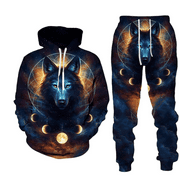 Katertomyman- THe King 2 Piece Jogger Outfit Activewear Soft Streetwear Big and Tall Wolf, Hoodie set