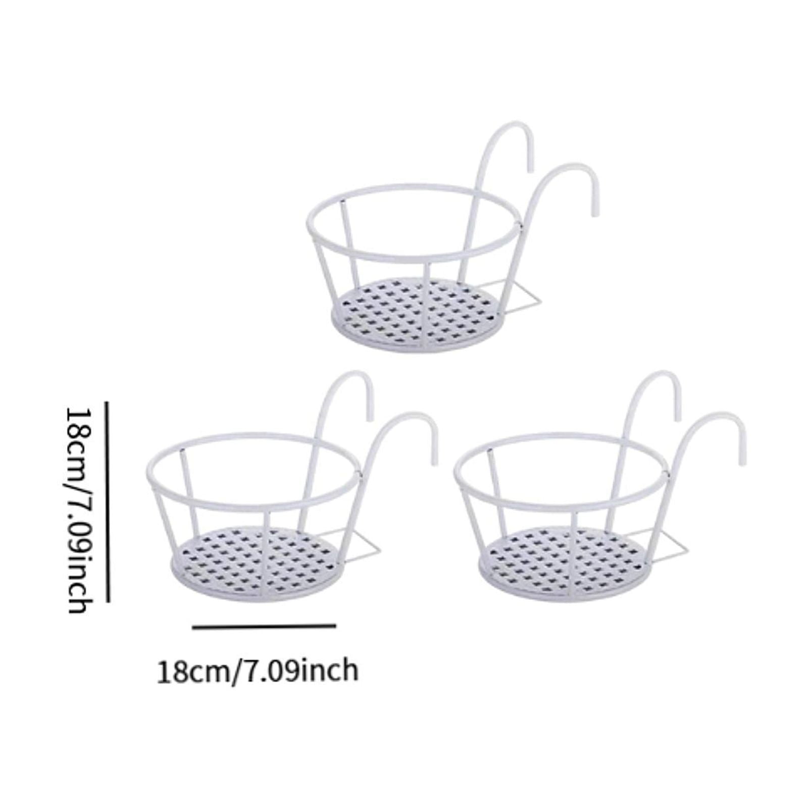 simhoa 3x Hanging Planter Basket Above The Rail Flower Pot Holder Around Hanging Railing Planters for Window Courtyard Outdoors in The Interior Outdoors White