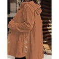 thumbnail image 4 of Chaqueta de Otoño para Mujer con Capucha, Informal, con Botones, Larga, Holgada, de , con Bolsillos. Marrón XXL, 4 of 7