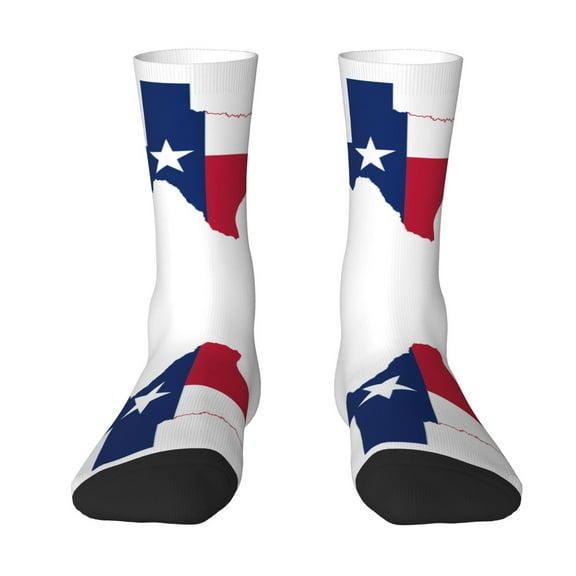 Funny Novelty Colorful Socks Texas Flag Map Patterned Casual Crew Socks