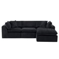 thumbnail image 3 of 108'' Chenille Sectional Sofa with Movable Ottoman, Modern Boneless Cloud Couch with Deep Seat, 3-Seater L-Shaped Modular Sofa for Living Room, No Assembly Required, Black, 3 of 7