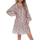 thumbnail image 1 of VISgogo Vestido de primavera para mujer, vestido de manga larga con estampado floral/leopardo con cuello en V, trajes sueltos hasta la rodilla para mujer VISgogo moda, 1 of 9