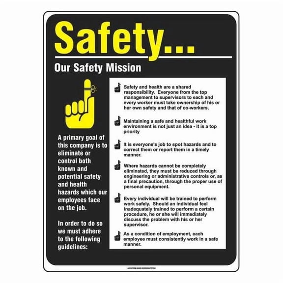Accuform Safety Poster,22 in x 17 in,Plastic SP124487L