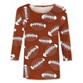 thumbnail image 4 of WMTBSRSW Womens Fashion Football Sweatshirt Game Day 3/4 Sleeve Football Mom Shirt Sunday Crewneck Pullover Tops, 4 of 5