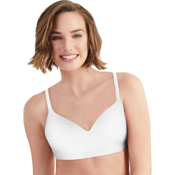 Hanes Ultimate Women's Wireless Bra with No-Dig Support & Lift White S