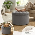 thumbnail image 4 of Dovov 25" Tufted Round Ottoman with Storage, Large Storage Ottoman Footrest Flip Top Foot Stool, 220lbs Capacity, Gray, 4 of 11