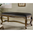 thumbnail image 2 of Coaster Traditional Faux Leather Upholstered Bench with Wood Trim Base in Black, 2 of 3