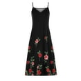 thumbnail image 4 of USSUMA Sundress Women Beach Vacation, Women's Summer Floral Printed Bohemian Spaghetti Strap Long Maxi Dress V Neck Sleeveless Casual Beach Vacation Sundresses, 4 of 5