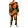 thumbnail image 3 of Hirioo Orange Pumpkin for Men's Pajama Sets 2 Piece Pjs Men's Long-Sleeved Pajama Set Button Down Sleepwear,S-XXL-XX-Large, 3 of 7