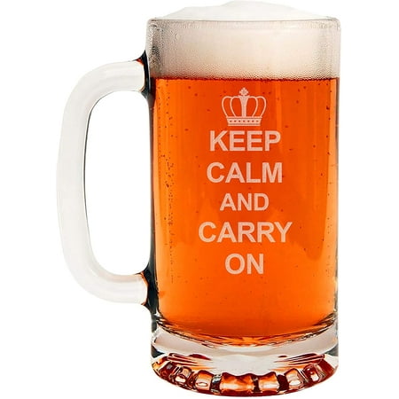 

Keep Calm and Carry On Etched 16oz Beer Mug