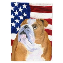 Carolines Treasures SS4017CHF USA American Flag with Bulldog English Flag Canvas, Large, Multicolor