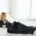 thumbnail image 5 of Catalonia Wearable Fleece Throws Blanket with Sleeves and Pocket for Women Men, Super Soft Micro plush Adult Wrap Full Body Blanket Robe for Lounge Couch 70" x 52"，Black, 5 of 7