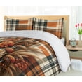 thumbnail image 3 of Ambesonne Floral Duvet Cover Set, Autumn Harvest Floral Tartan, Queen, Pale Vermilion Beige, 3 of 4