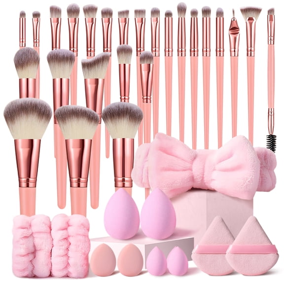 HGHDBT Pink Makeup Brush Set Professional Makeup Kit 36Pcs Powder Concealers Eye shadows Blush Foundation Make up Brushes