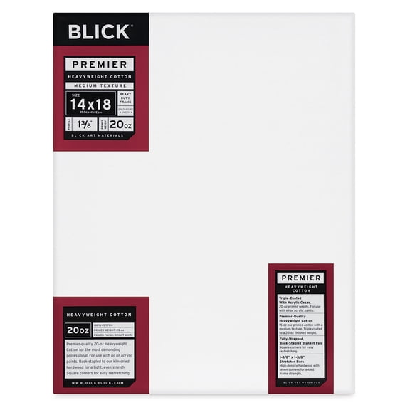 Blick Premier Heavyweight Stretched Cotton Canvas - 14" x 18", 1-3/8" Profile