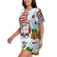 thumbnail image 2 of Wukai Funny Christmas Gnome Print Women's Pajama Set - Short-Sleeve Top and Shorts with Elastic Waistband and Pockets for Loungewear, Yoga, and Casual Wear-3X-Large, 2 of 8