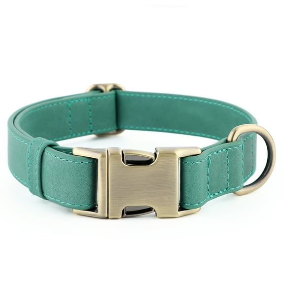 Plutus Pet Genuine Leather Dog Collar – Adjustable Pet Collar with Quick Release Metal Buckle, Soft Real Leather for Small Medium Large Dogs, Heavy Duty & Skin-Friendly (Green, XS)
