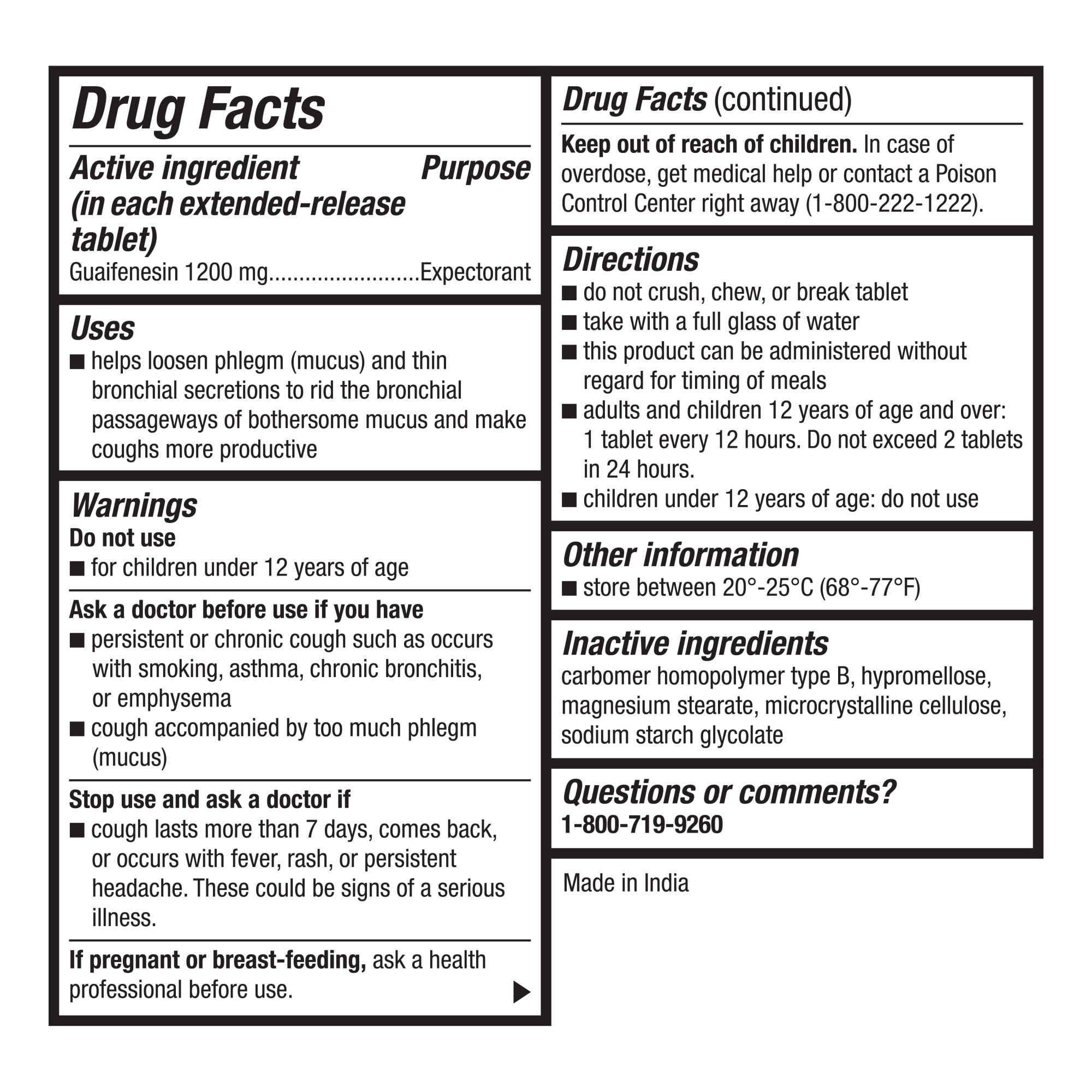 Equate Mucus-ER Max, Expectorant, Extended Release Tablets