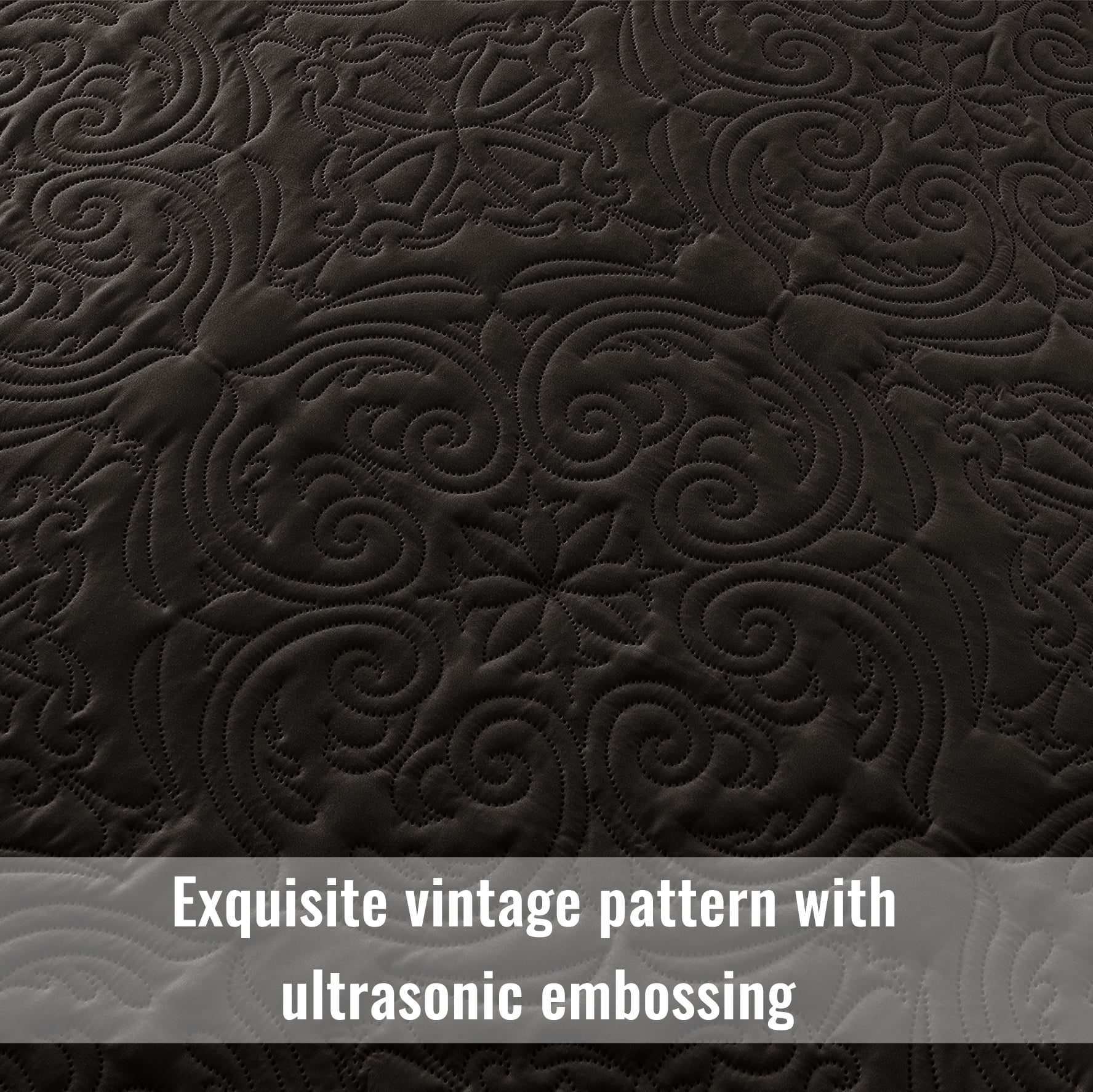 Exclusivo Mezcla Twin Quilt Bedding Set, Lightweight Vintage Twin XL Size Quilts with Pillow Sham, Soft Bedspreads Coverlets for All Seasons (88"x68", Black)
