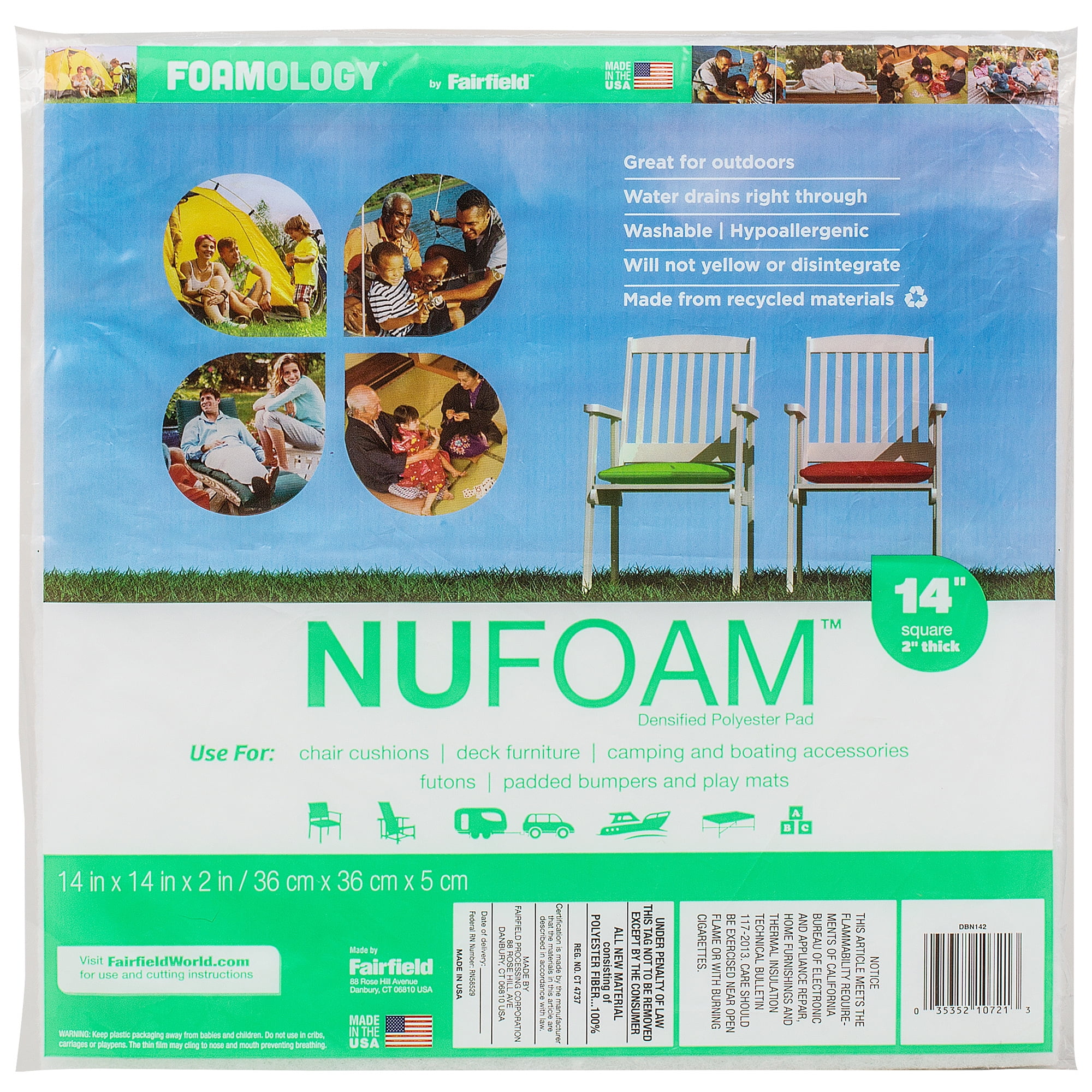 Poly-Fil Nu-Foam Pre-Cut Cushion Foam, 14' x 14' x 2'