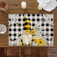thumbnail image 3 of Gnome Country Diasy Floral Placemats Set of 6,Wipeable Washable Table Mats for Dining Tables, Black White Plaid Checker Place Mats for Kitchen Event Party Tabletop Decor, 3 of 9