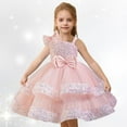 thumbnail image 2 of FAOWME Child Mesh Dress Birthday Stylish Little Girl Princess Dresses Light Pink 3-4 Years, 2 of 7