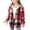 Red, variant on Kids Fleece Lined Plaid Hooded Shirt Jacket, Unisex Boys Girls Button Down Long Sleeve Warm Hooded Flannel Coat Preppy Fall Outerwear for Ages 4-15