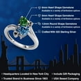 thumbnail image 2 of Gem Stone King 1.53 Cttw Green Nano Emerald Persian Blue Moissanite and Black Diamond Ring for Women | 925 Sterling Silver | Heart Shape 6MM | Gemstone May Birthstone | Size 6, 2 of 6