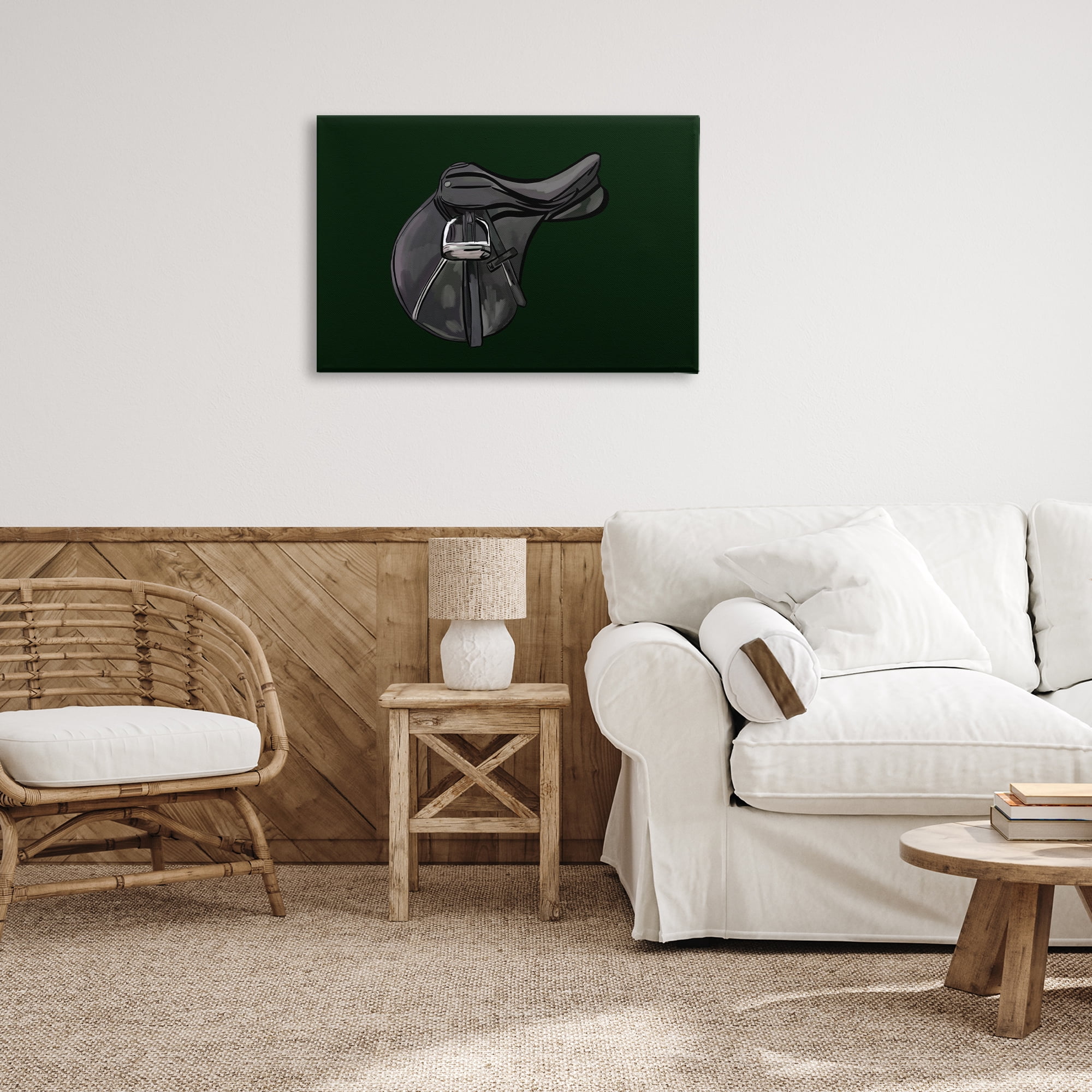 Stupell Industries Black Horse Saddle Abstract Painting Gallery Wrapped Canvas Art Print Wall Art, 30 x 20