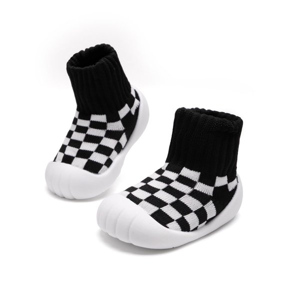Meckior Baby Sock Shoes High-Top Checkered Toddler Walking Shoes Non-Slip Breathable Soft Sole for baby Boys Girls
