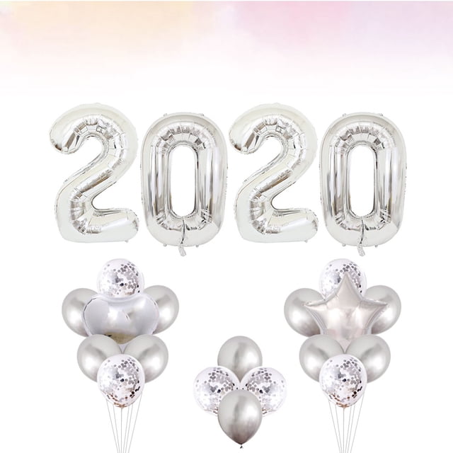 WHAMVOX 33Pcs Number Balloon for Friends Home Decoration Silver 10Inches